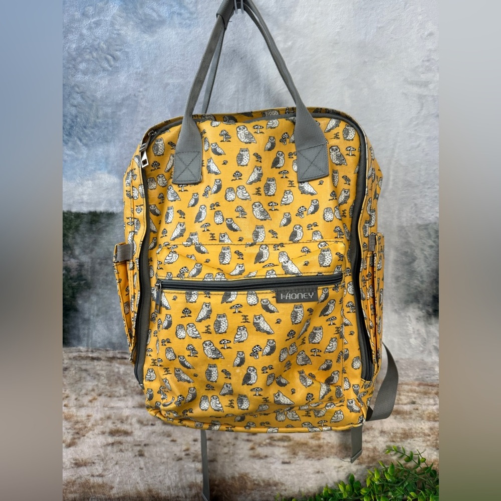 I ❤️Honey Yellow Owl Backpack Diaper Bag